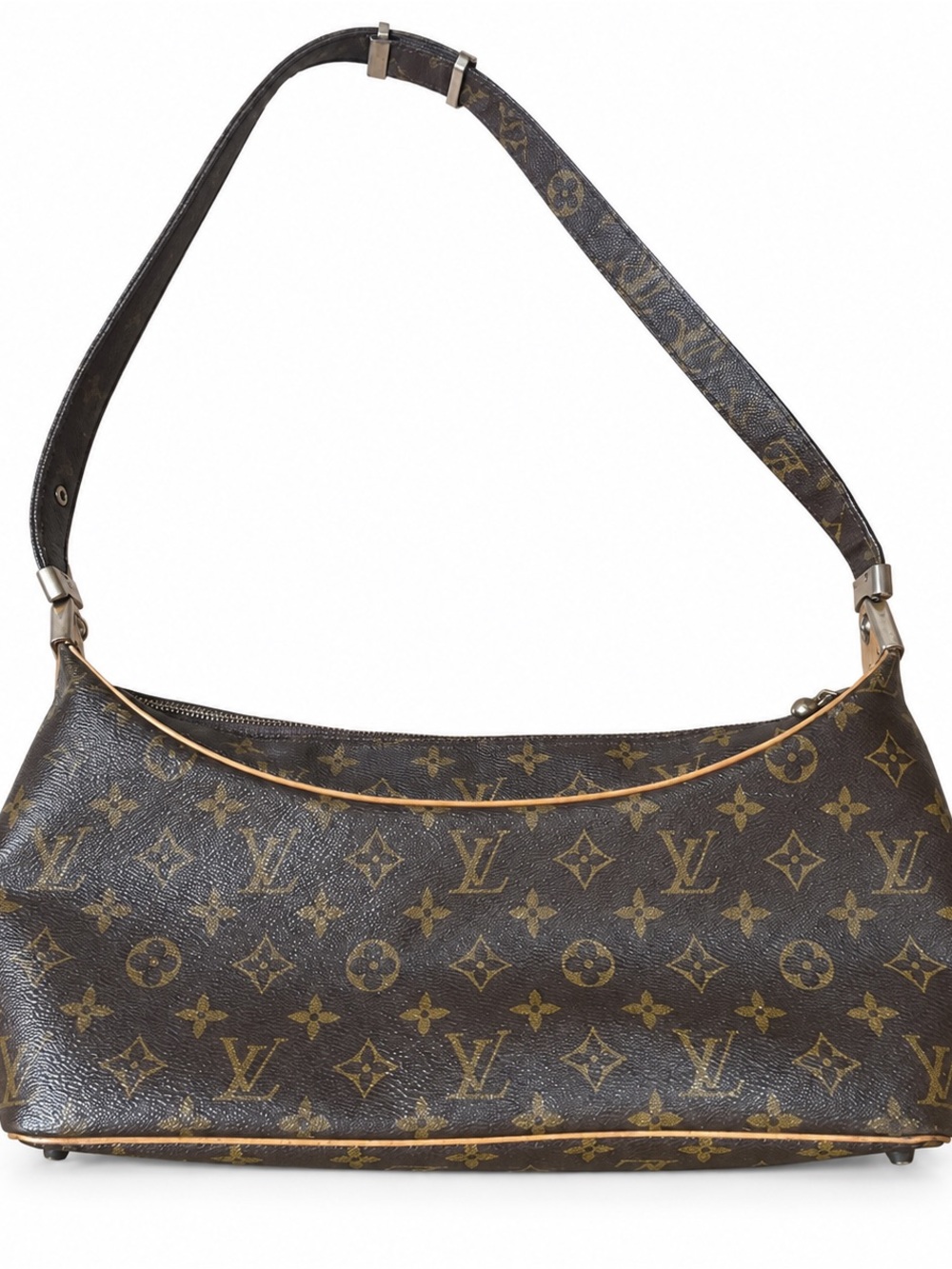 Louis Vuitton Brown Monogram Canvas Shoulder Bag with Tan Trim